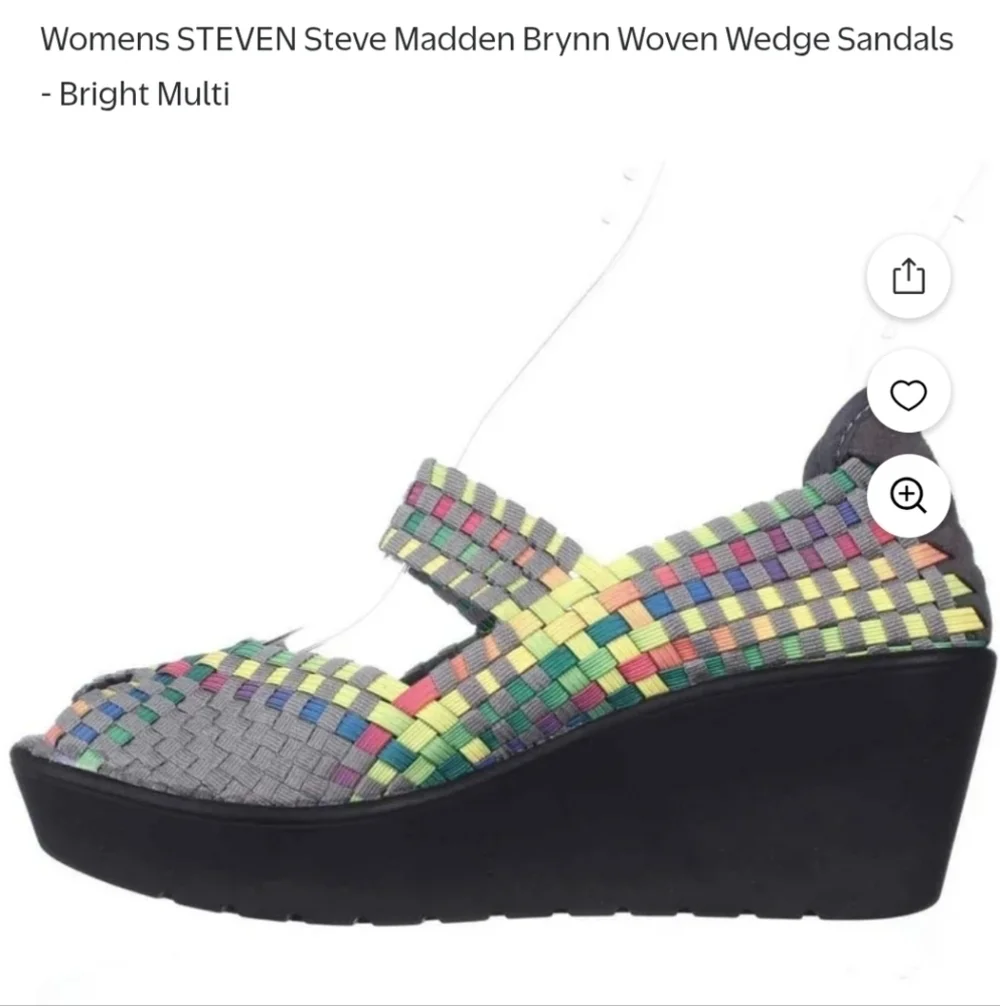 Steven By Steve Madden Multicolor Woven Wedges Elastic Peep Toe Wedges  Size 9.5